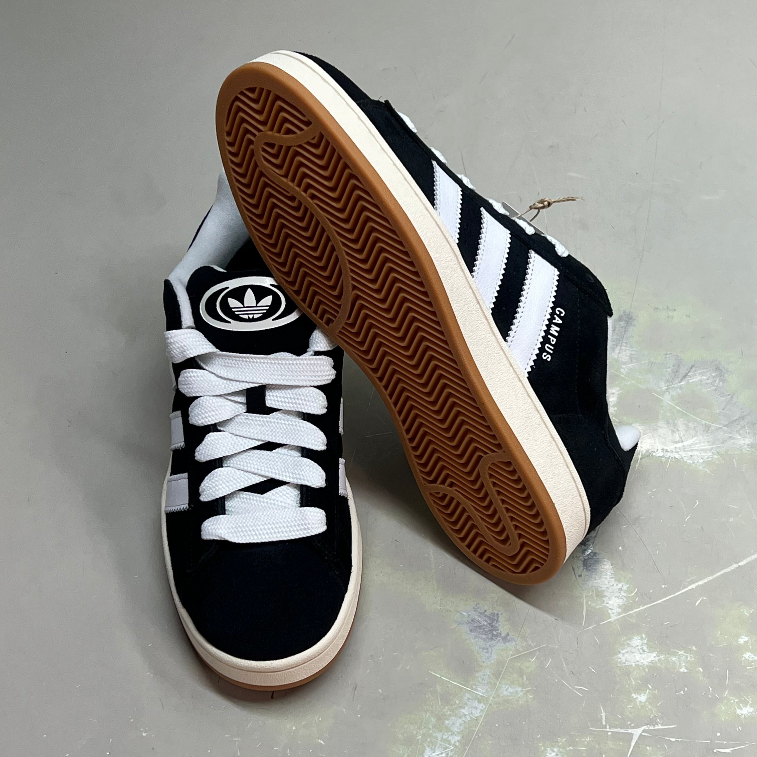 ADIDAS Campus 00s Fat Lace Sneaker Mens Sz 10.5 Black/Cloud White/Off White